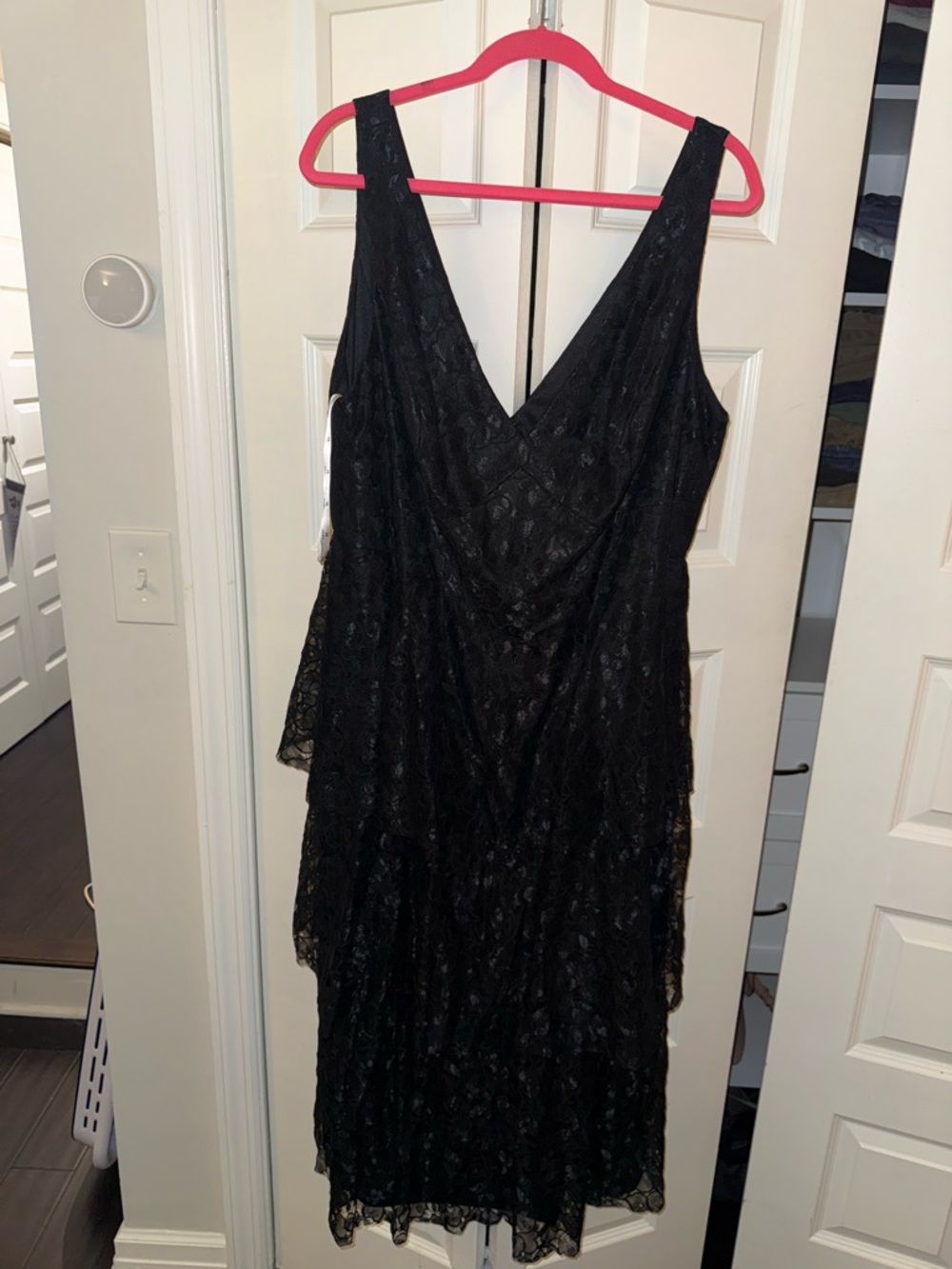 Sleeveless Black Lace Midi Dress with V-Neck